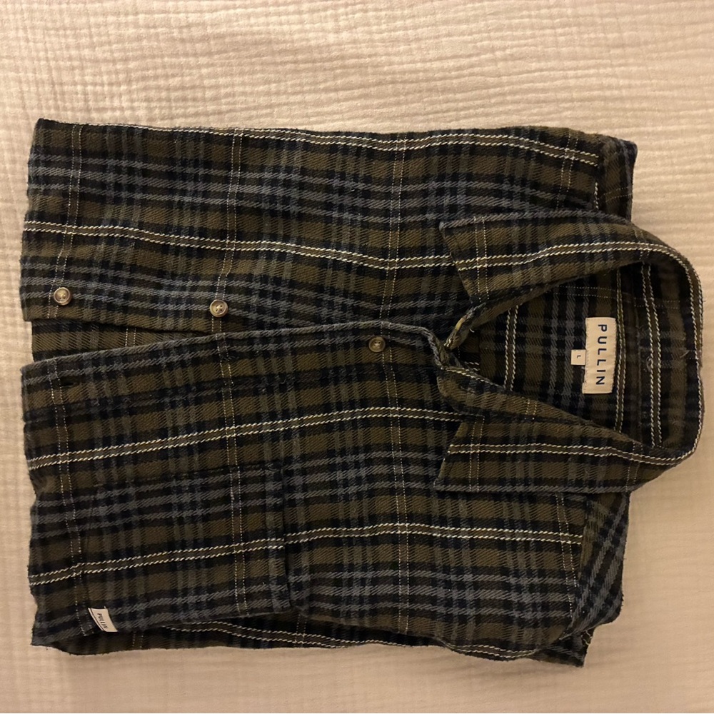 Men's Plaid Shirt - Green and Blue